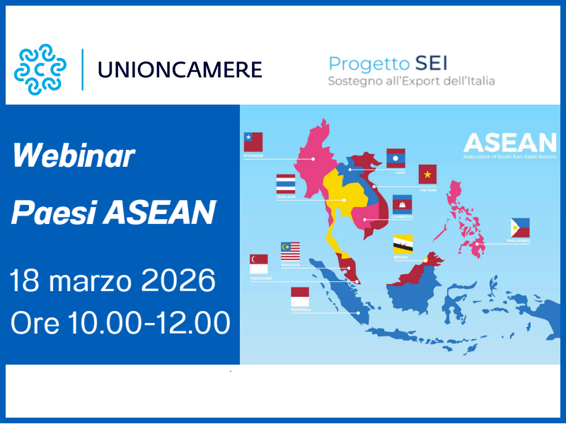 IL 18 MARZO UN WEBINAR SULLE OPPORTUNITÀ NEI PAESI ASEAN