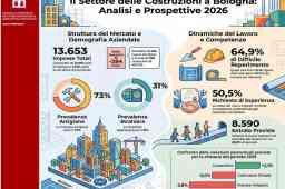il settore delle costruzioni a Bologna a settembre 2026 - infografica dati imprese, volume d'affari e professionalità richieste